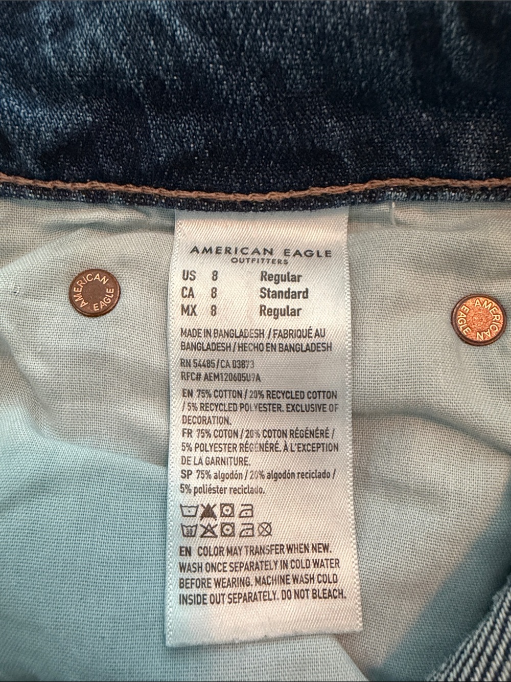 American Eagle Super High-Rise Baggy Wide Leg jeans, size 8 Regular. - Picture 8 of 8